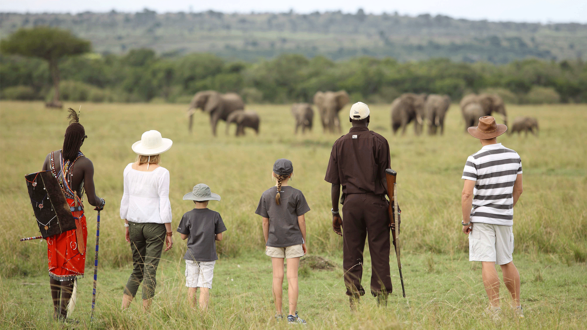 Family at safari camp